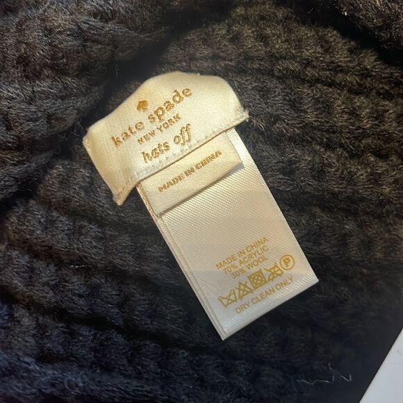 Kate Spade Beanie and Mittens l Set, Black - Picture 2 of 2